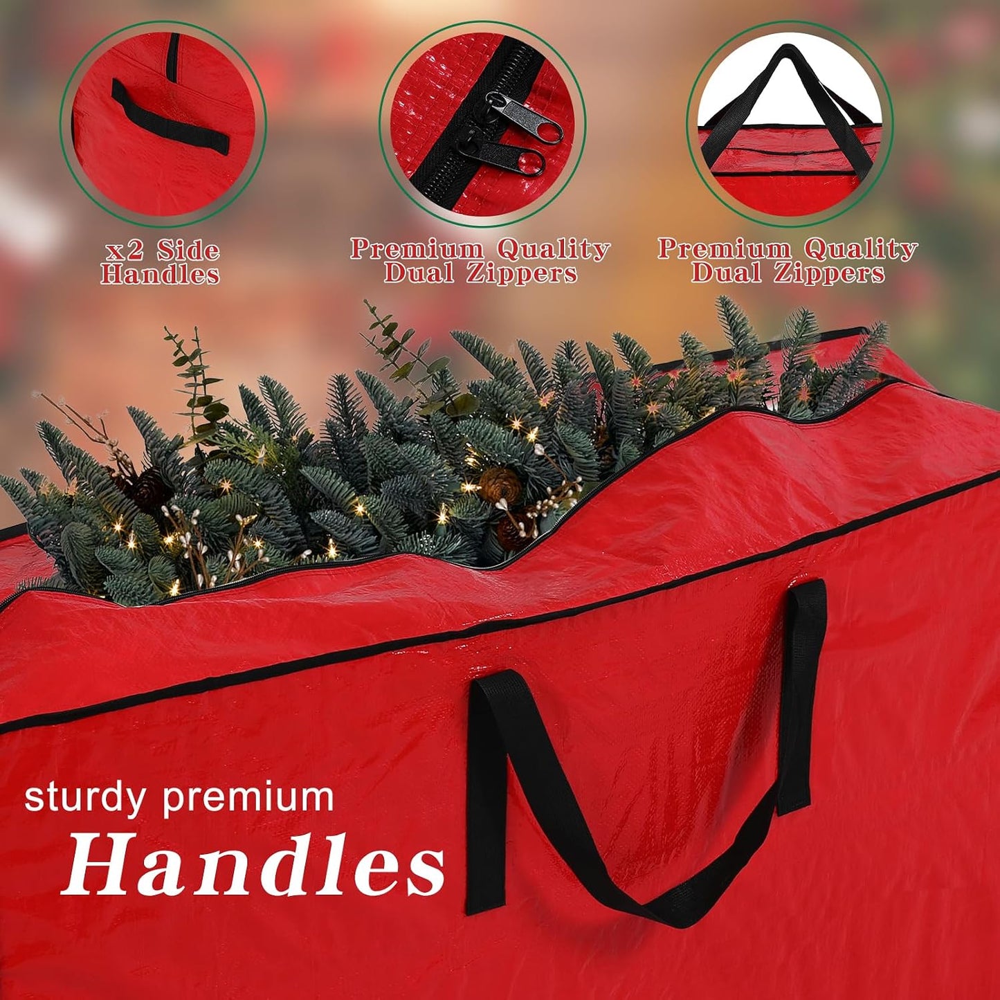 Bolsa almacenamiento árbol navidad artificial 7ft con cremallera