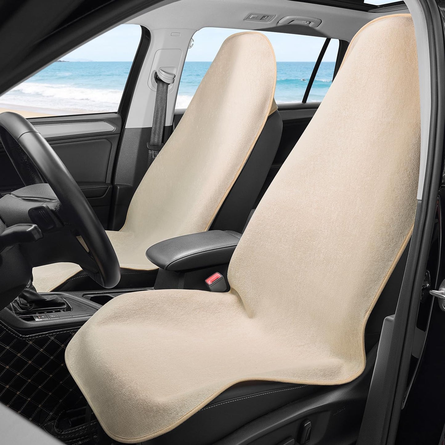 Funda impermeable asiento coche universal beige 2 pzas