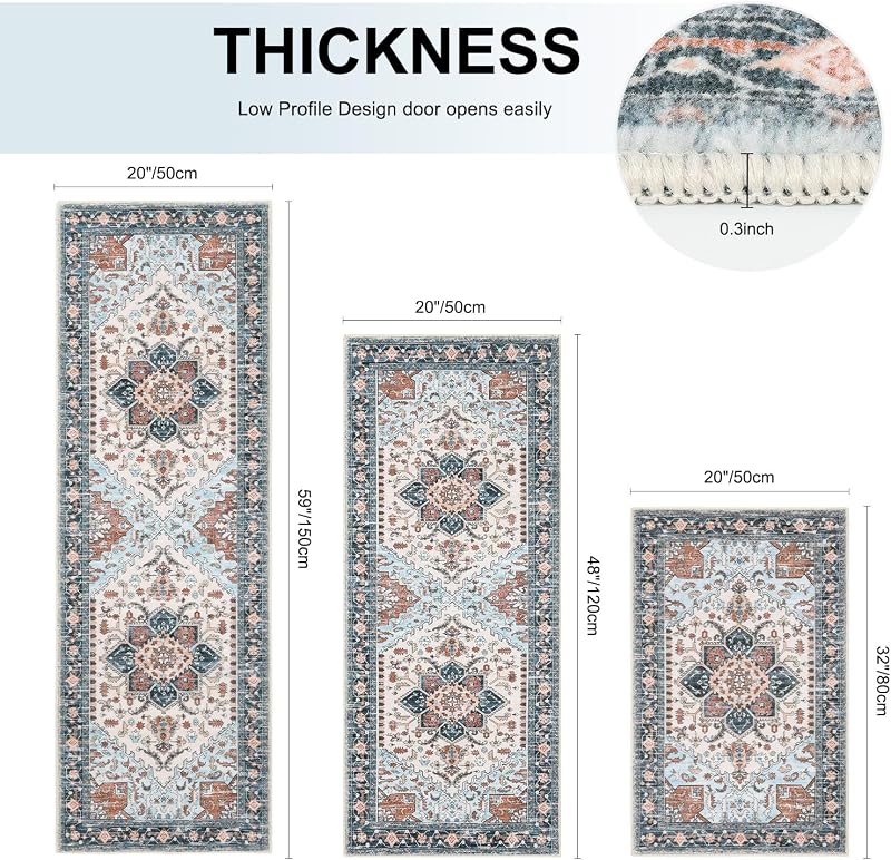 3 Alfombras cocina lavables antideslizantes goma gruesas