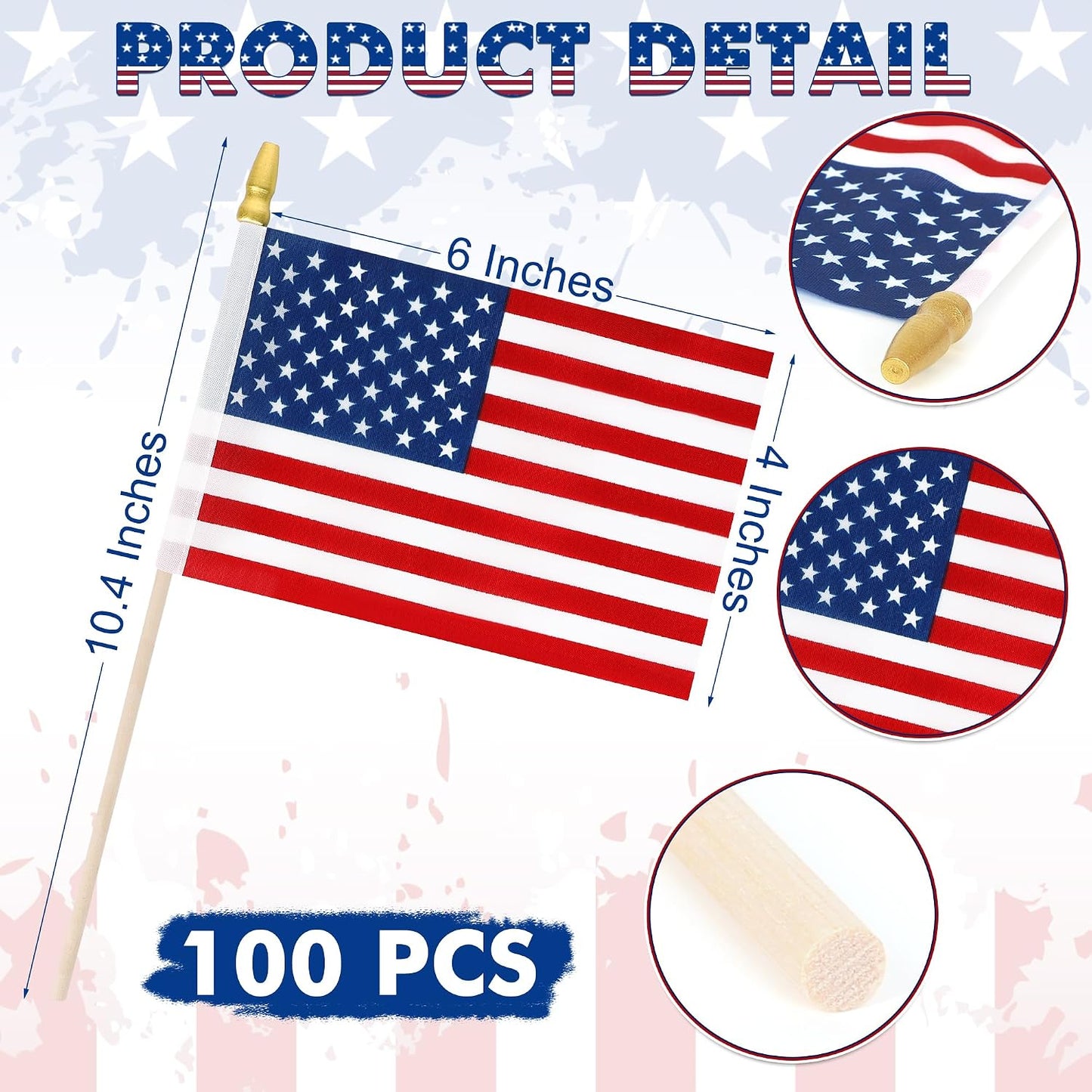 100 Banderas Americanas 4x6" Decoración 4 de Julio