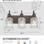 Lámpara baño 3 luces cristal campana bronce aceitado