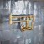Grifo cocina doble junta brazo plegable oro cepillado S664BG