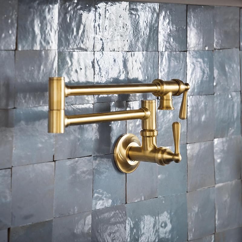 Grifo cocina doble junta brazo plegable oro cepillado S664BG