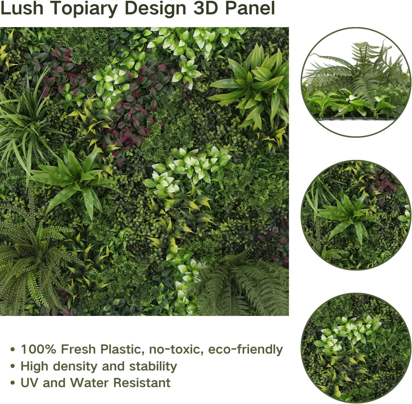 Panel pared plantas artificiales 40x40pulg cubierta
