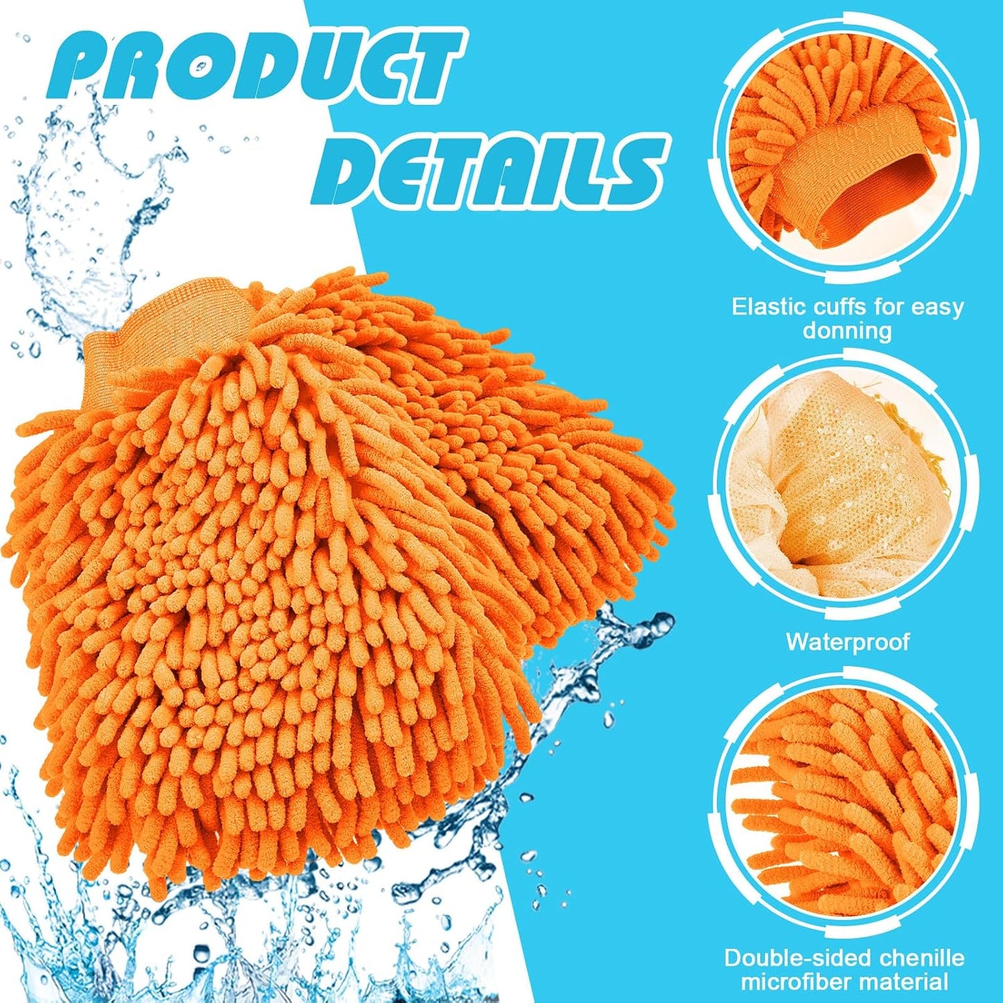 16 Guantes Microfibra Doble Cara Auto Naranja