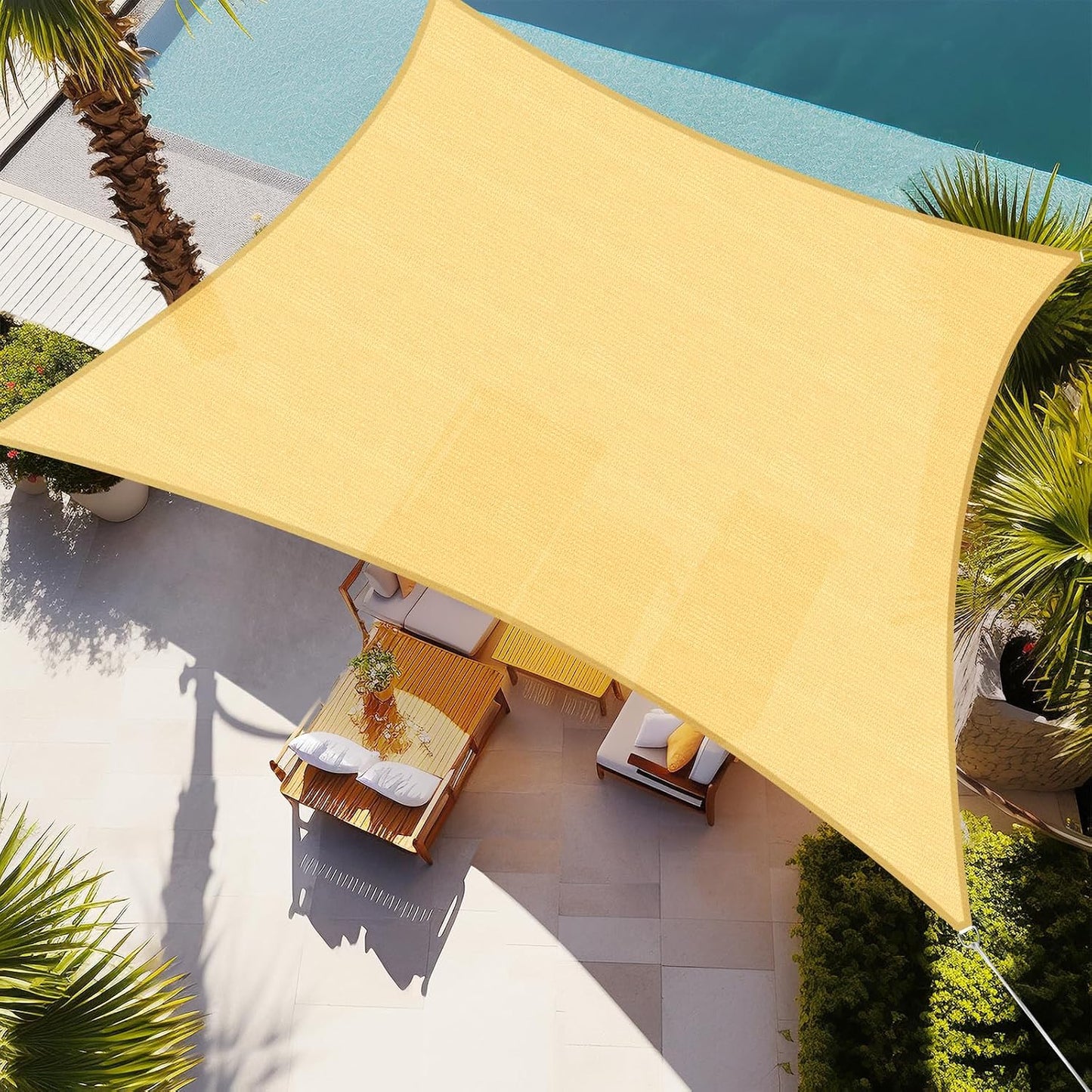 Toldo vela rectangular 20x20ft para patio color arena
