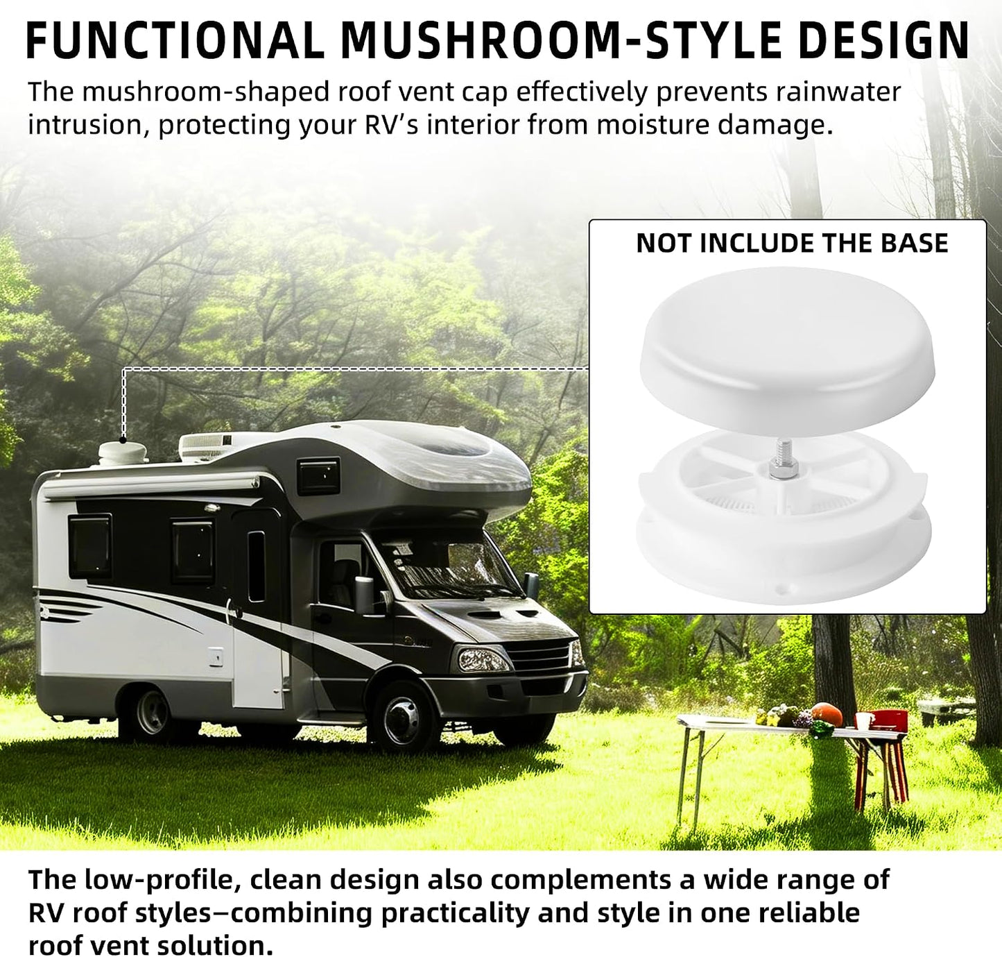 2 Tapas Ventilación Techo Caravana Estilo Hongo