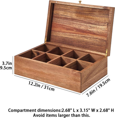 Organiz. té madera acacia 8 compartimentos con soporte
