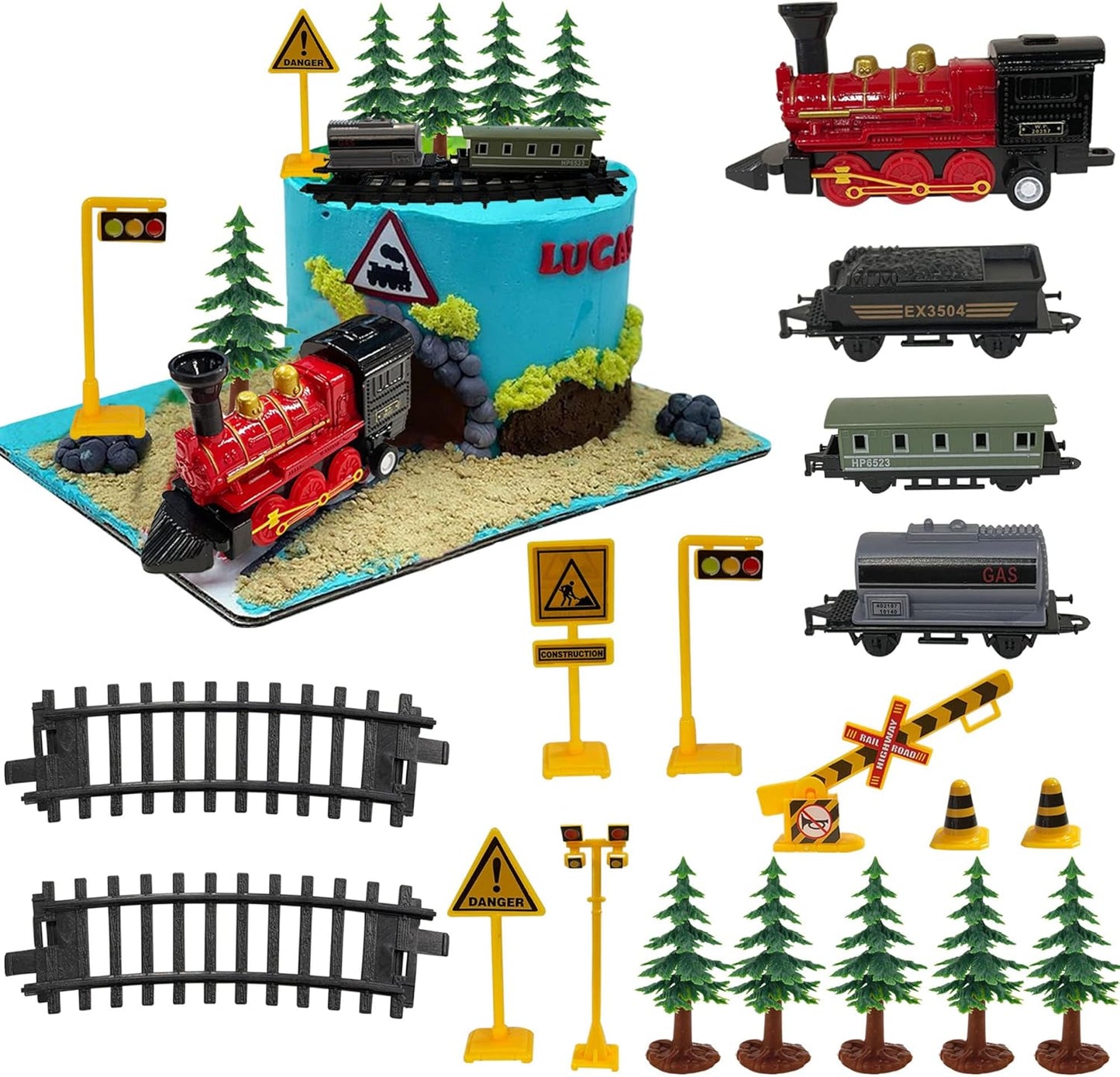 18 Pzas Decoraciones Tren Ferroviario Fiesta Cumpleaños