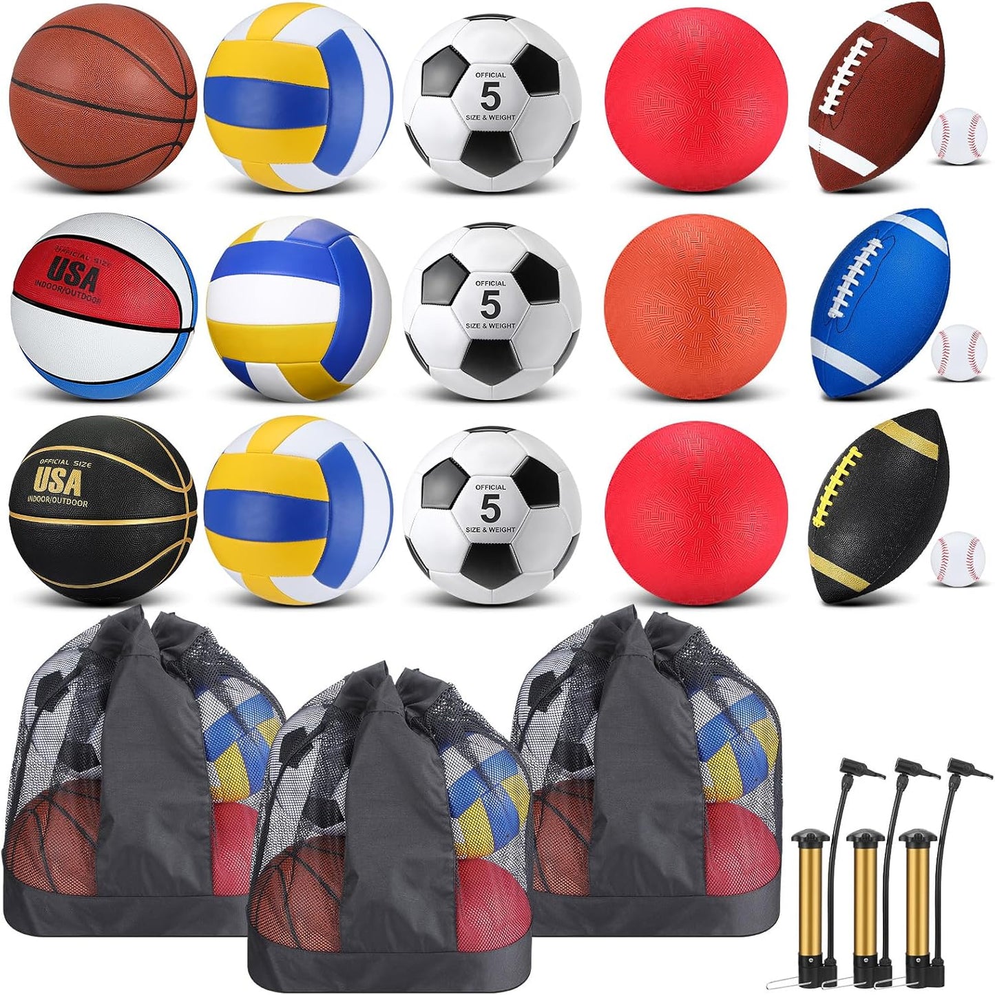 Set 18 Pelotas Deportivas con Bolsa