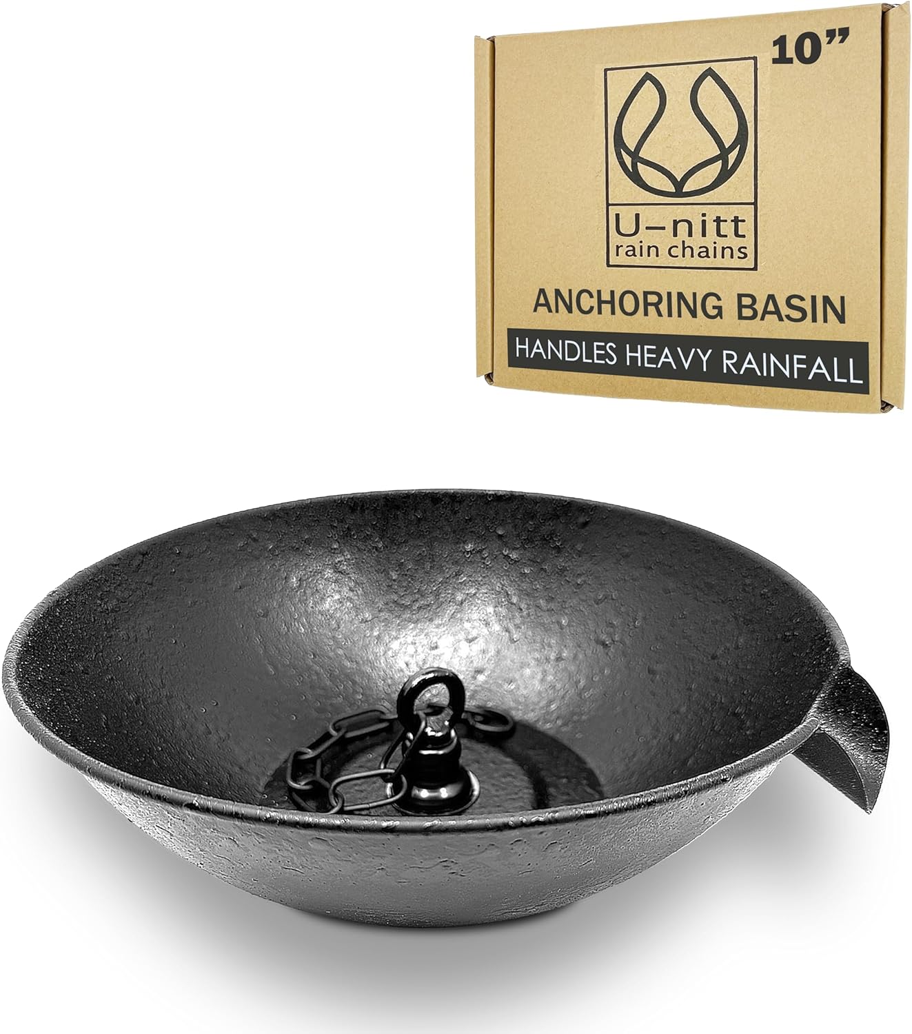 Cuenco colector de lluvia 10" anclaje cadena