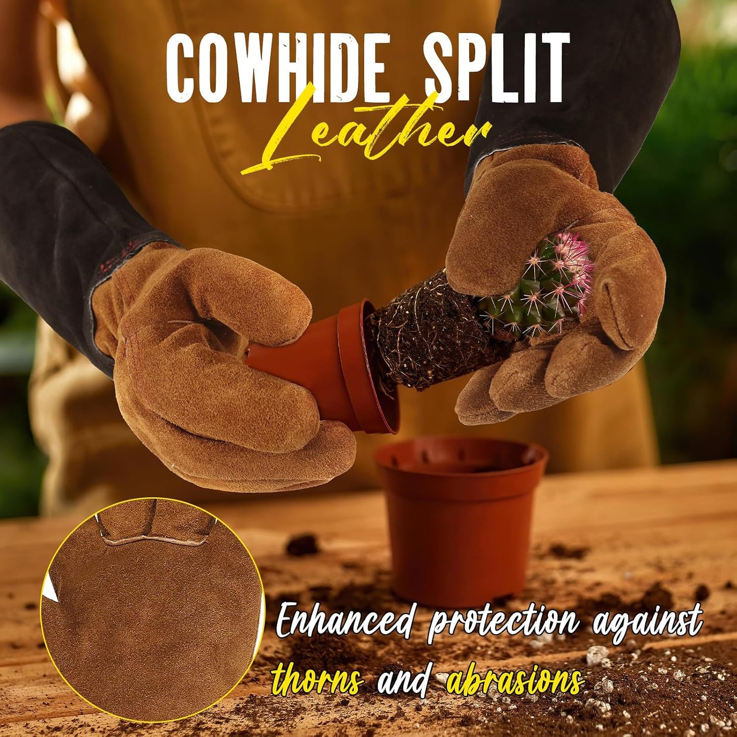 Guantes jardinería cuero manga larga antiespinas Xlarge
