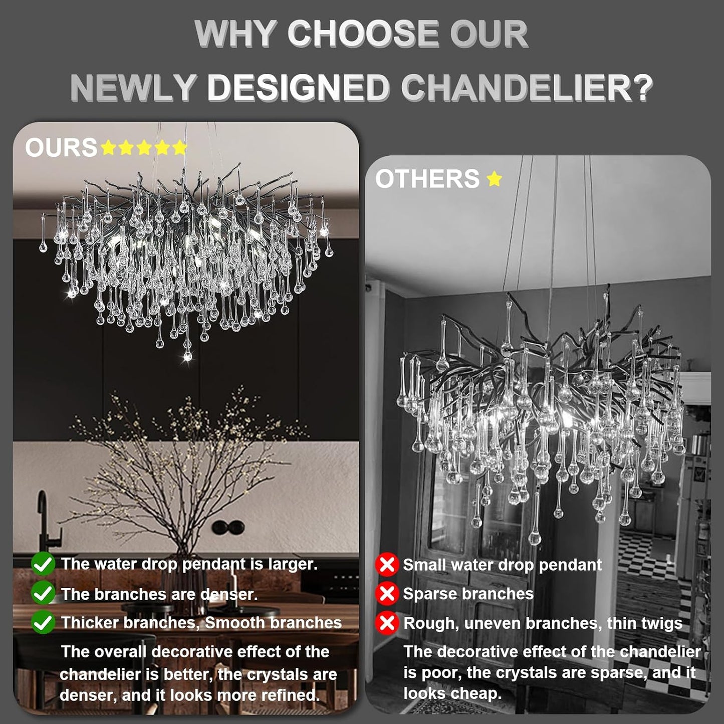 Candelabro cristal negro redondo 23.6pulg