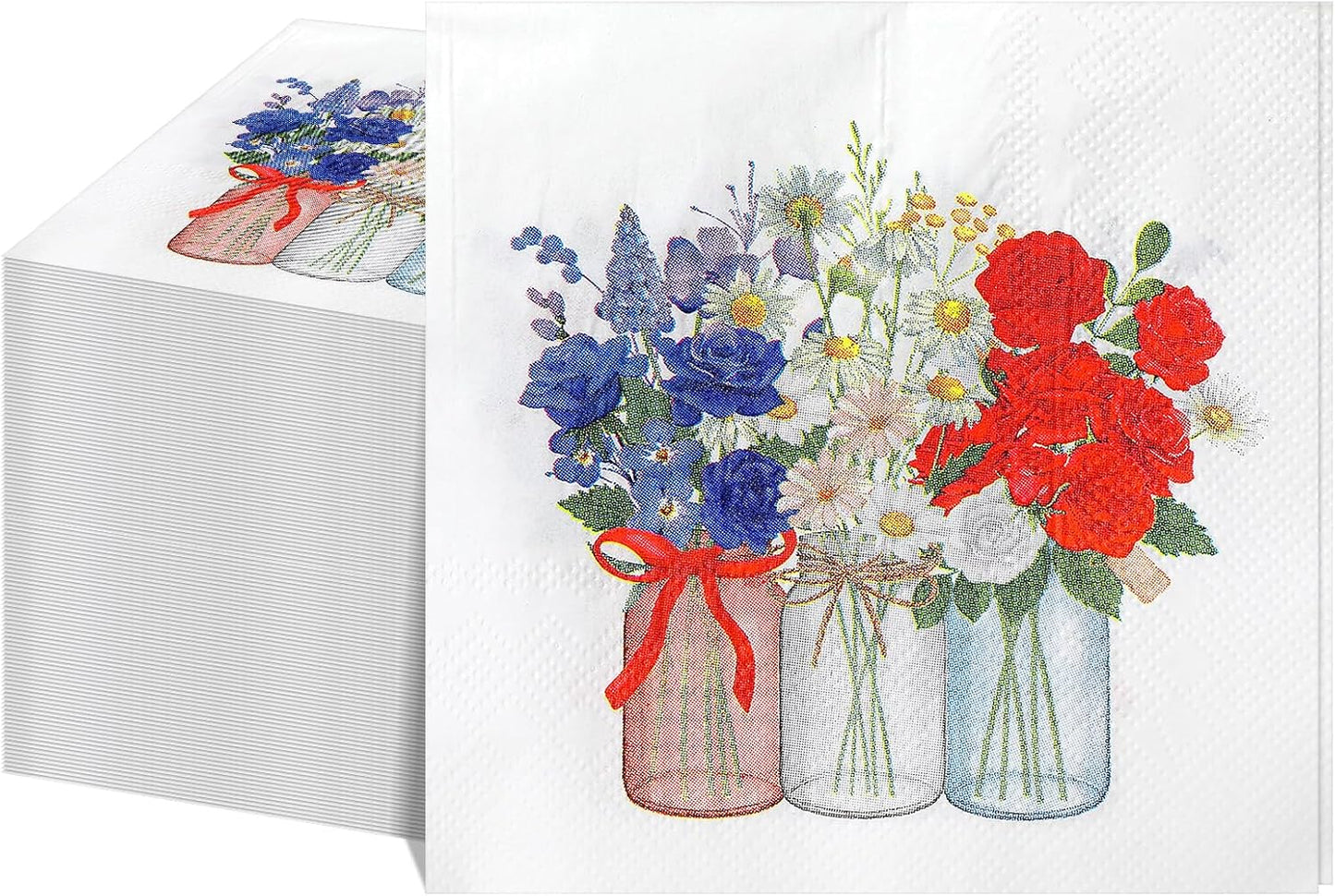 80 Pzas Servilletas Floral 4th of July 6.5x6.5pulg