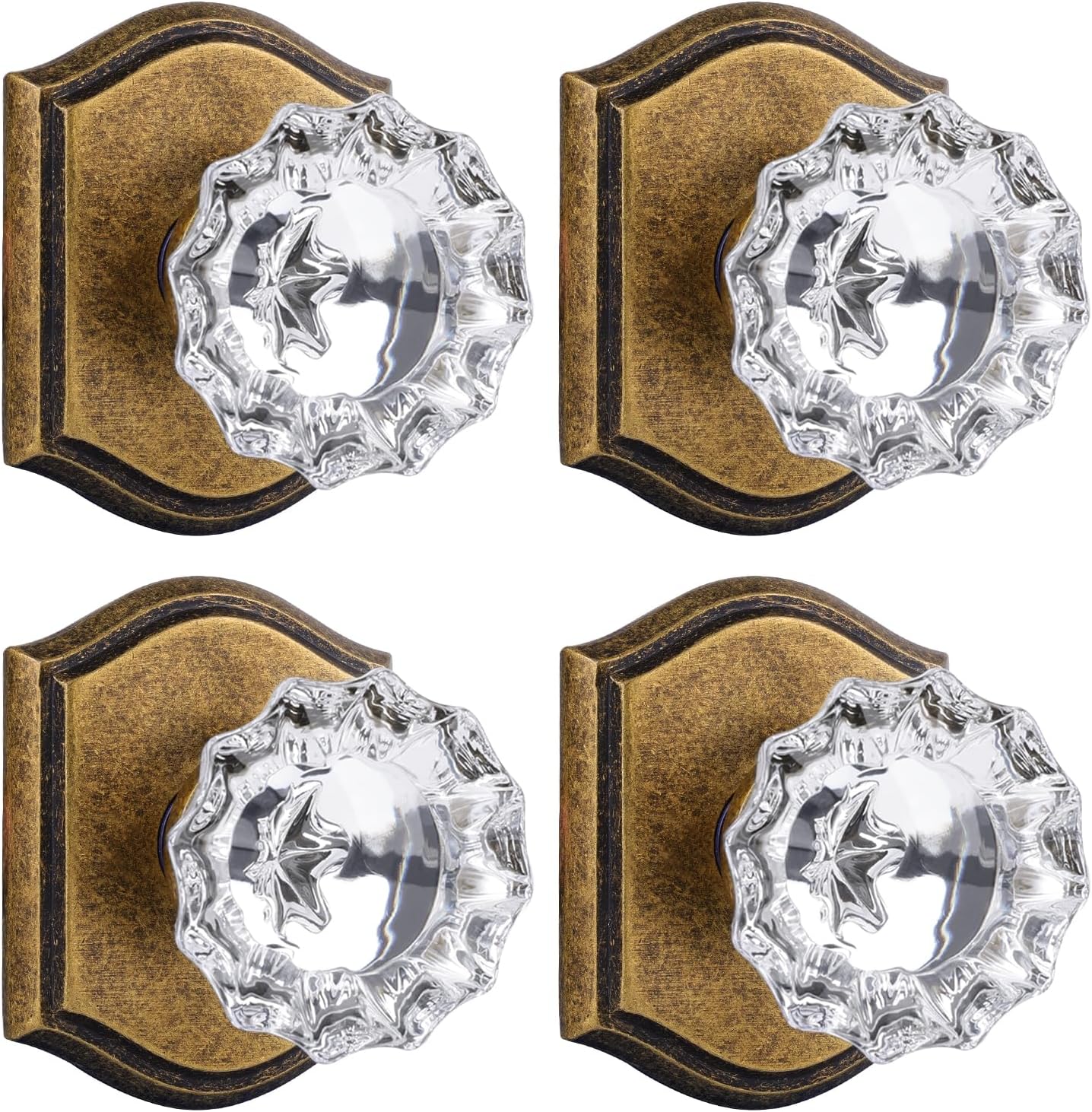 Perillas puerta cristal vintage latón pack 4