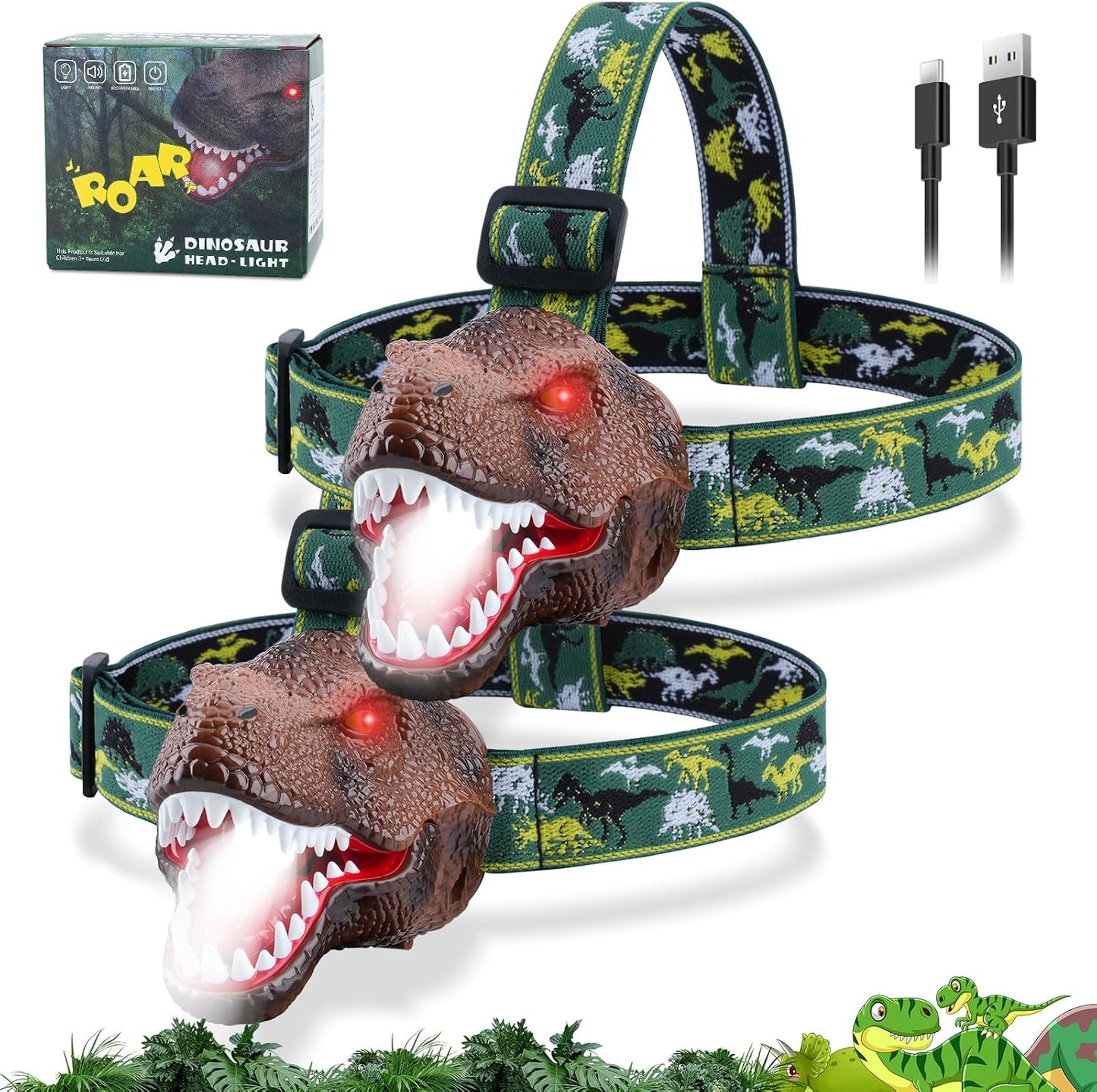 Linterna frontal T-Rex 2 LED recargables modo rugido