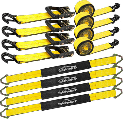 Correas amarre coche 2pulg x10ft ganchos J 10000lb set 4
