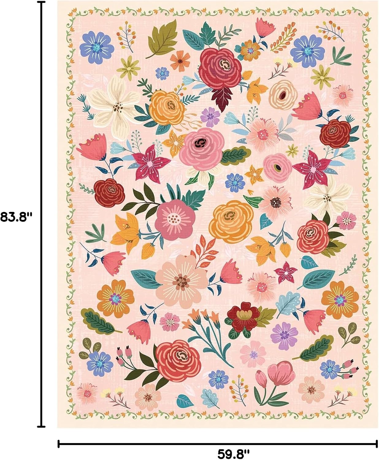 Alfombra lavable rosa 5x7ft bohemio antiderrap
