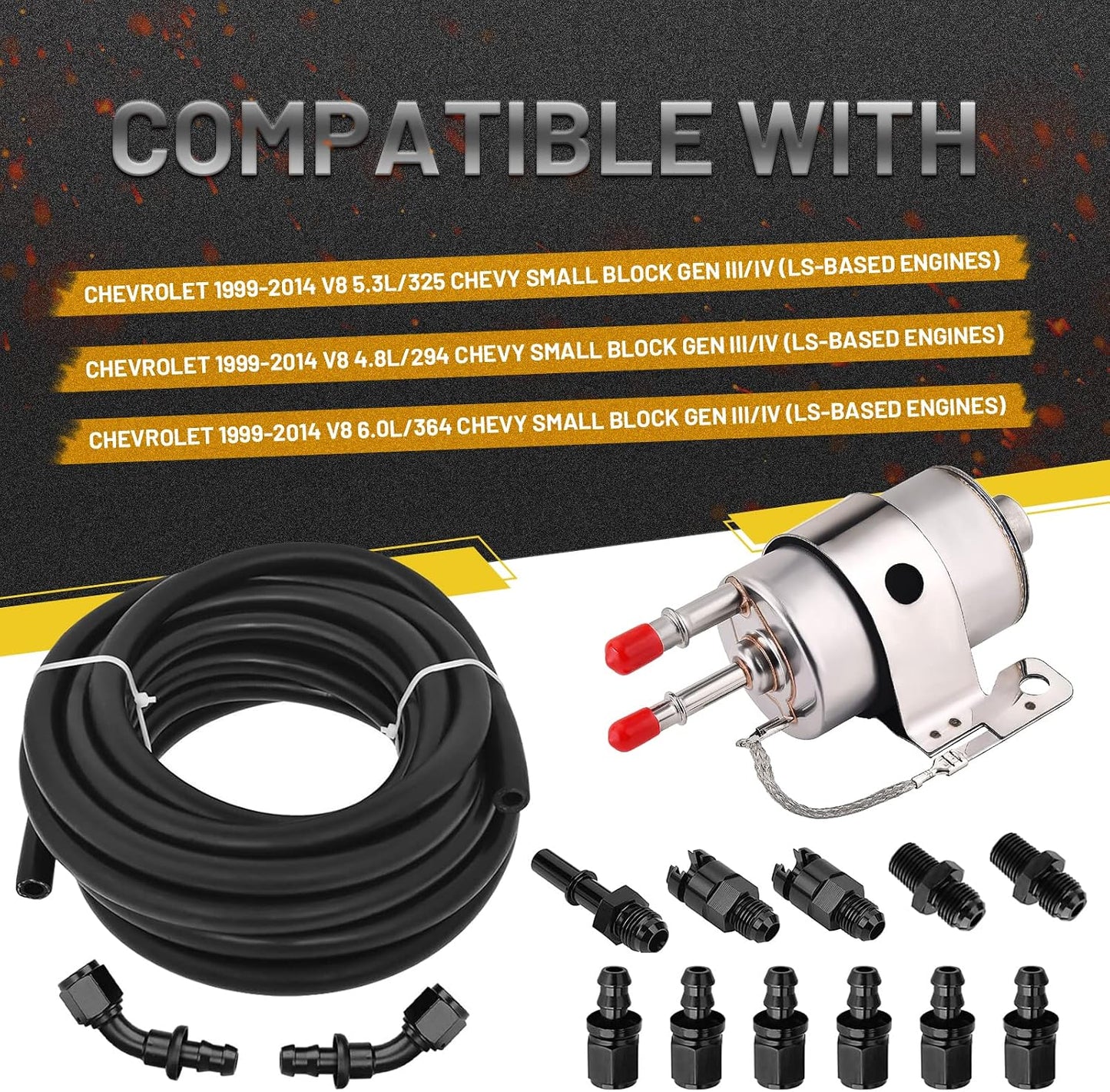 Kit adaptador inyección combustible 25" con filtro LS 12pzas