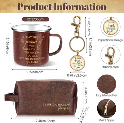 3 Pzas bolsa cuero taza inspiradora llavero