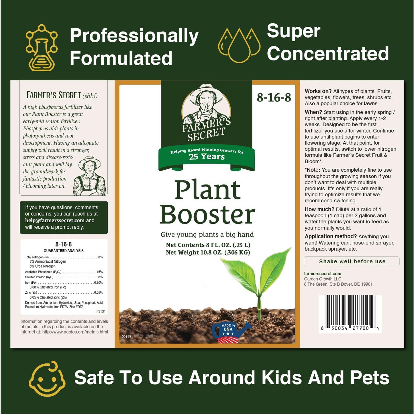 Potenciador plantas 8oz fórmula alto fósforo crecimiento raíces