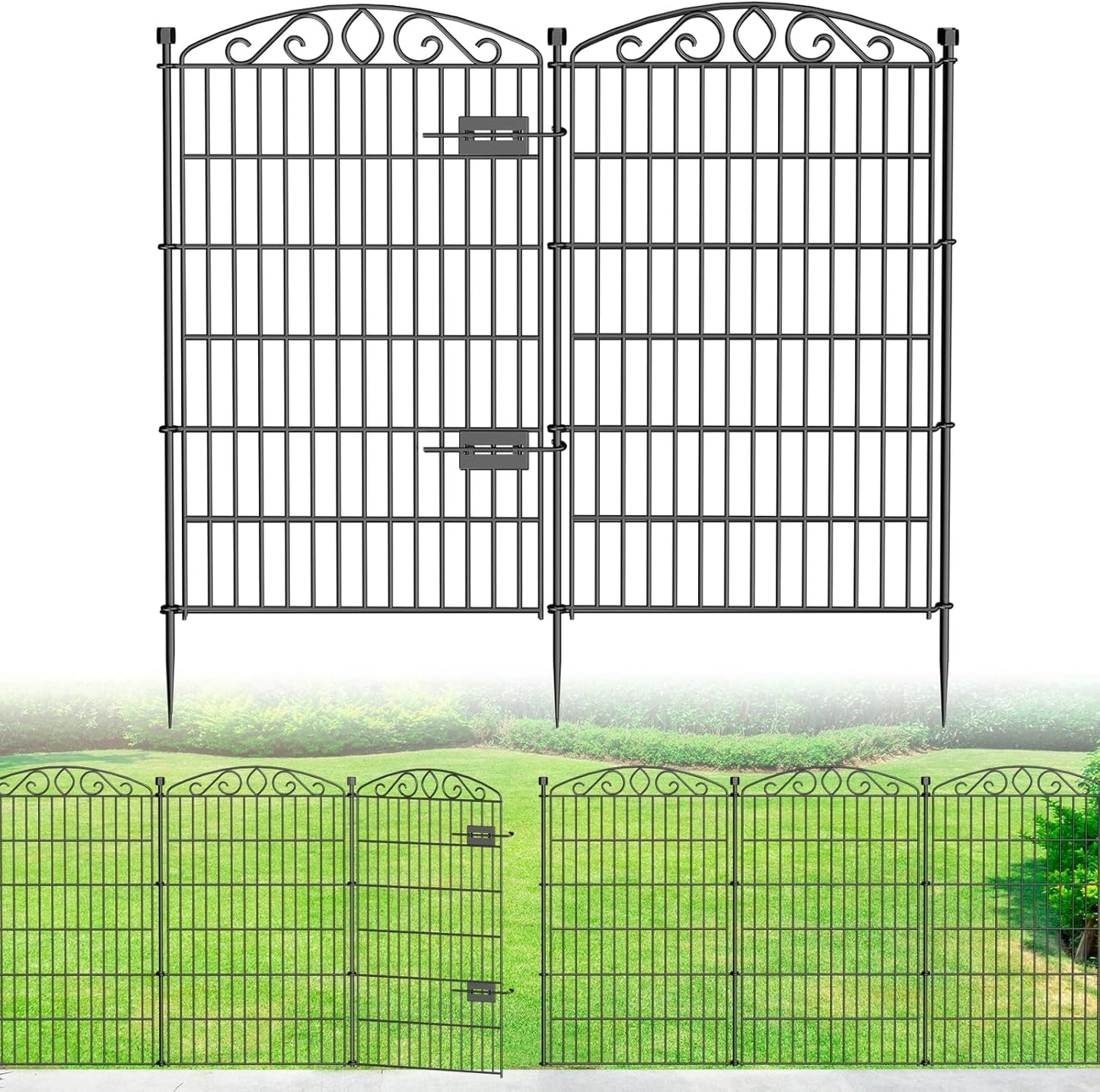 Valla decorativa jardín 12 paneles 42pulg x25.55ft