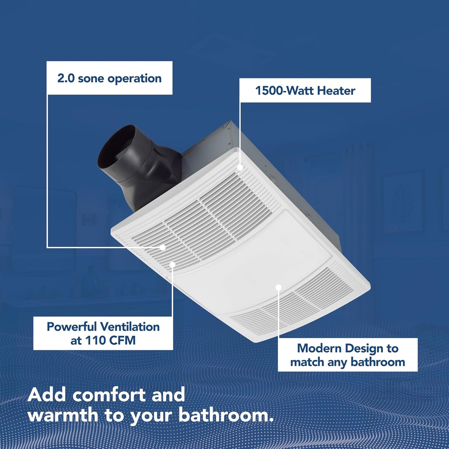 Extractor baño sin luz y calentador 110 CFM blanco