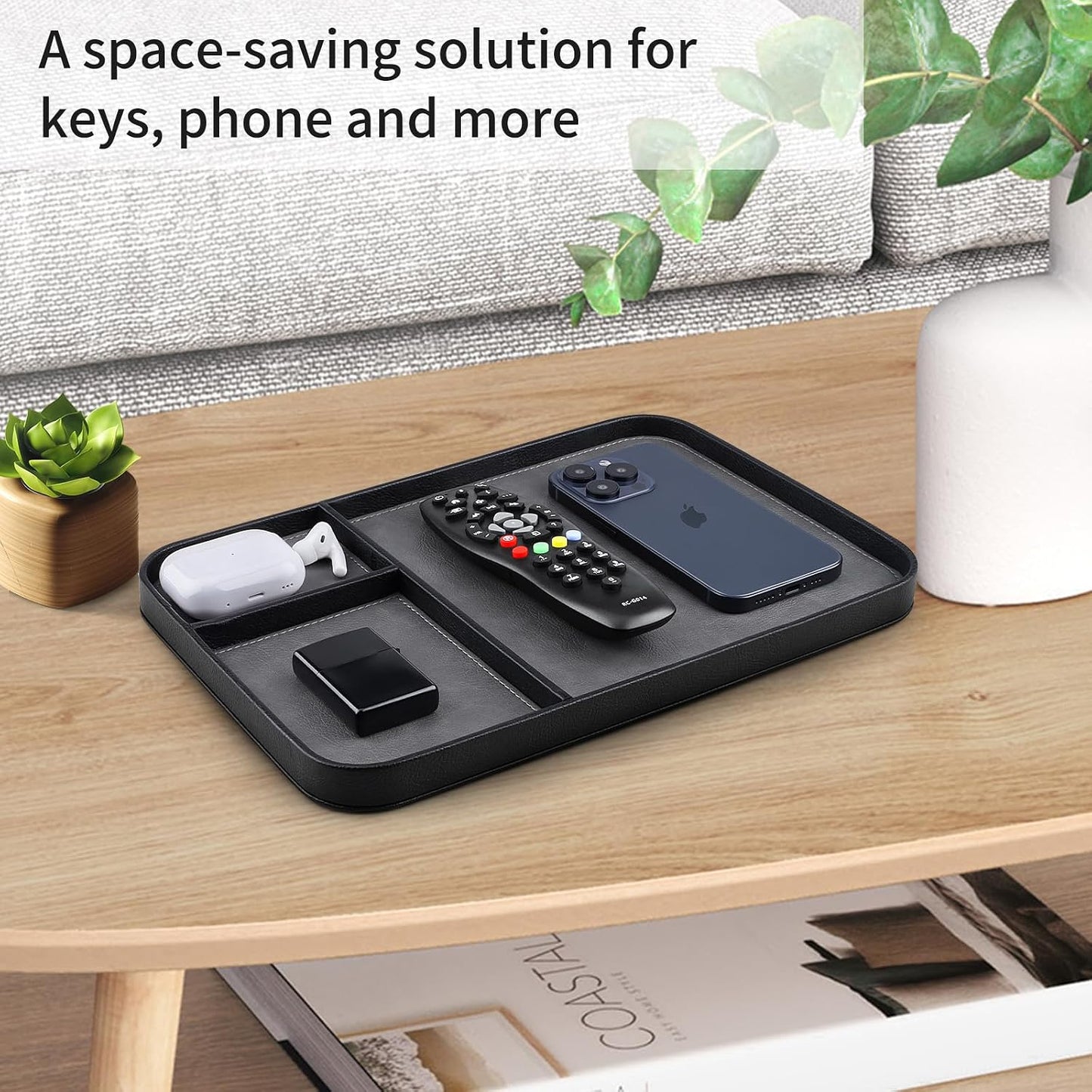 Bandeja cuero sintético para llaves reloj cartera