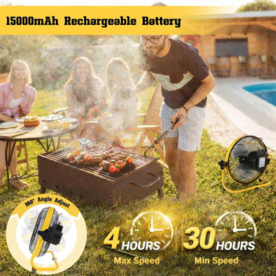 Ventilador inalámbrico 12" 15000mAh aspas metal