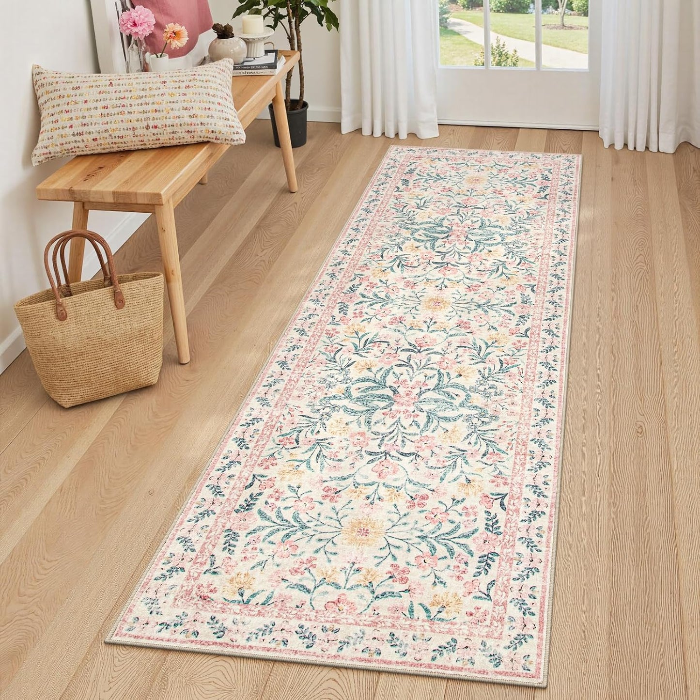 Alfombra bohemia pasillo 2x6 antiderrap para dormitorio