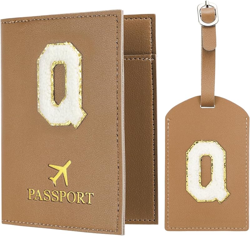 Fundas pasaporte con iniciales y parche alfabeto para viaje