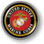 Etiqueta engomada USMC bisel cromado oficial