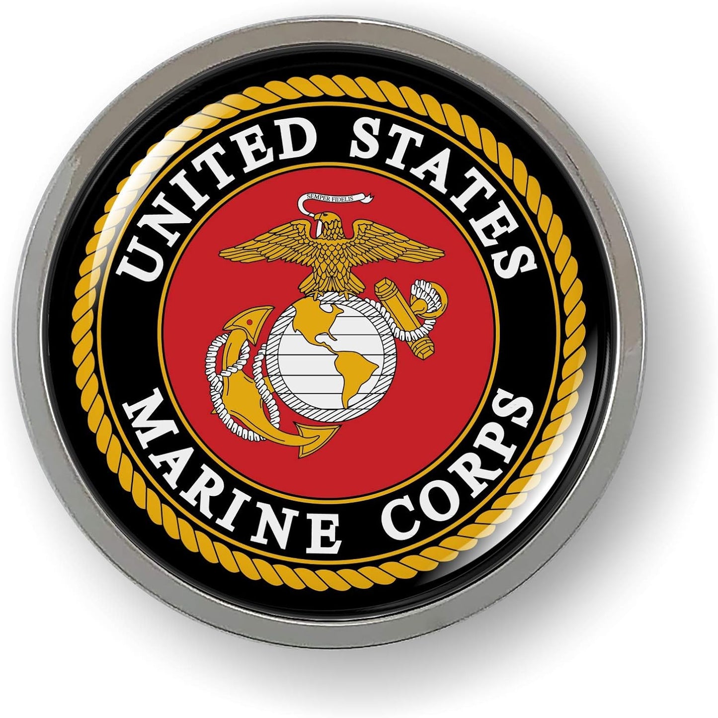 Etiqueta engomada USMC bisel cromado oficial