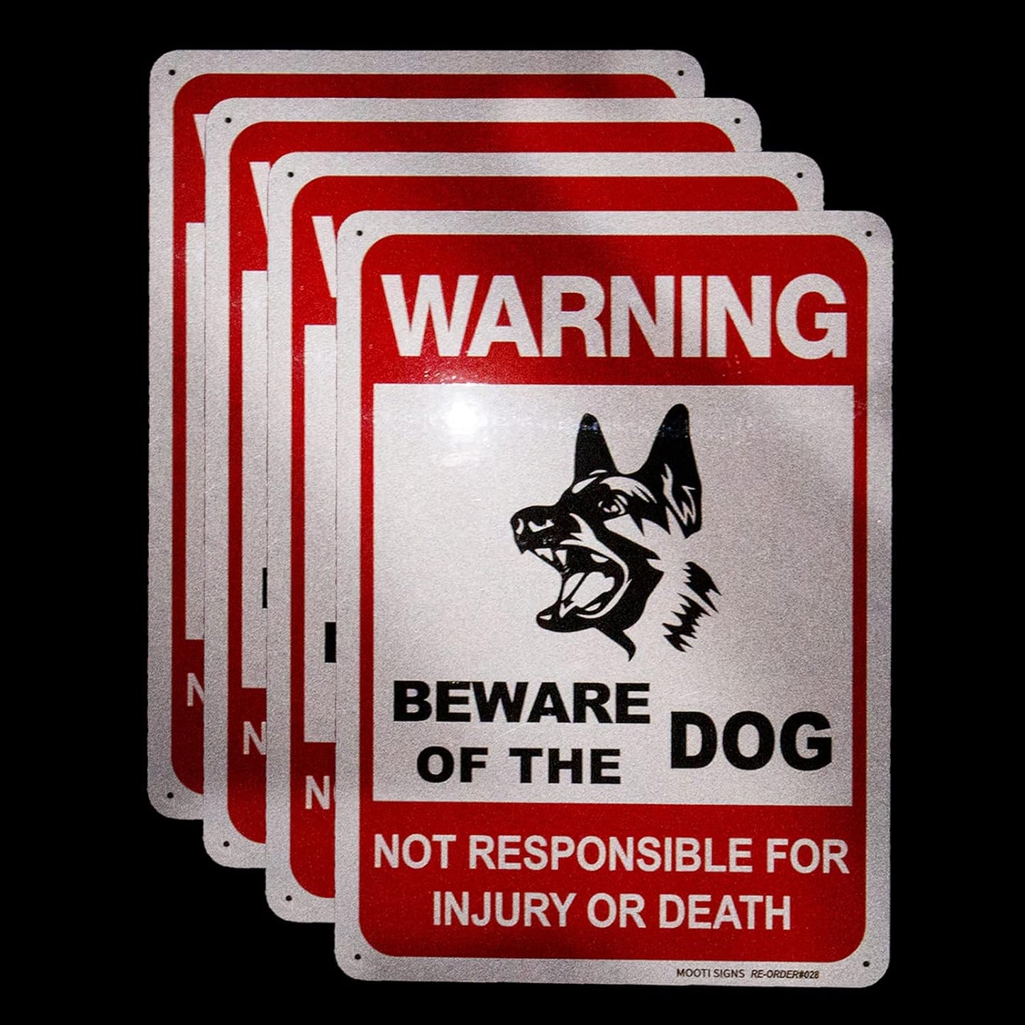 Señales aluminio perros Beware de Dog 2 pzas UV resistente