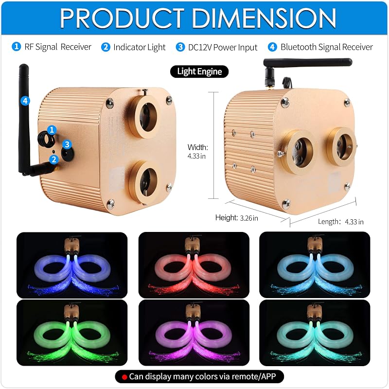 Kit 1100 luces estrella fibra óptica doble cabeza 13.1ft