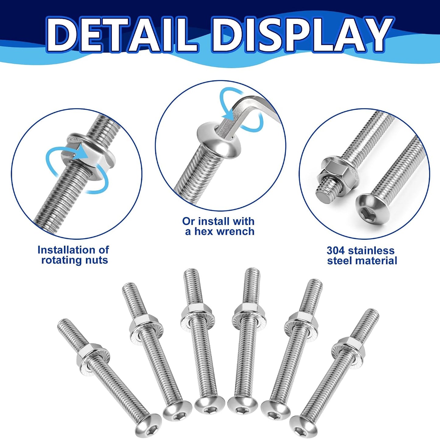 Kit 6 pernos inox para escalera piscina fijación suelo