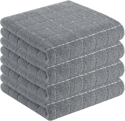Toallas cocina rizo algodón 13x28pulg gris cuadros set 4