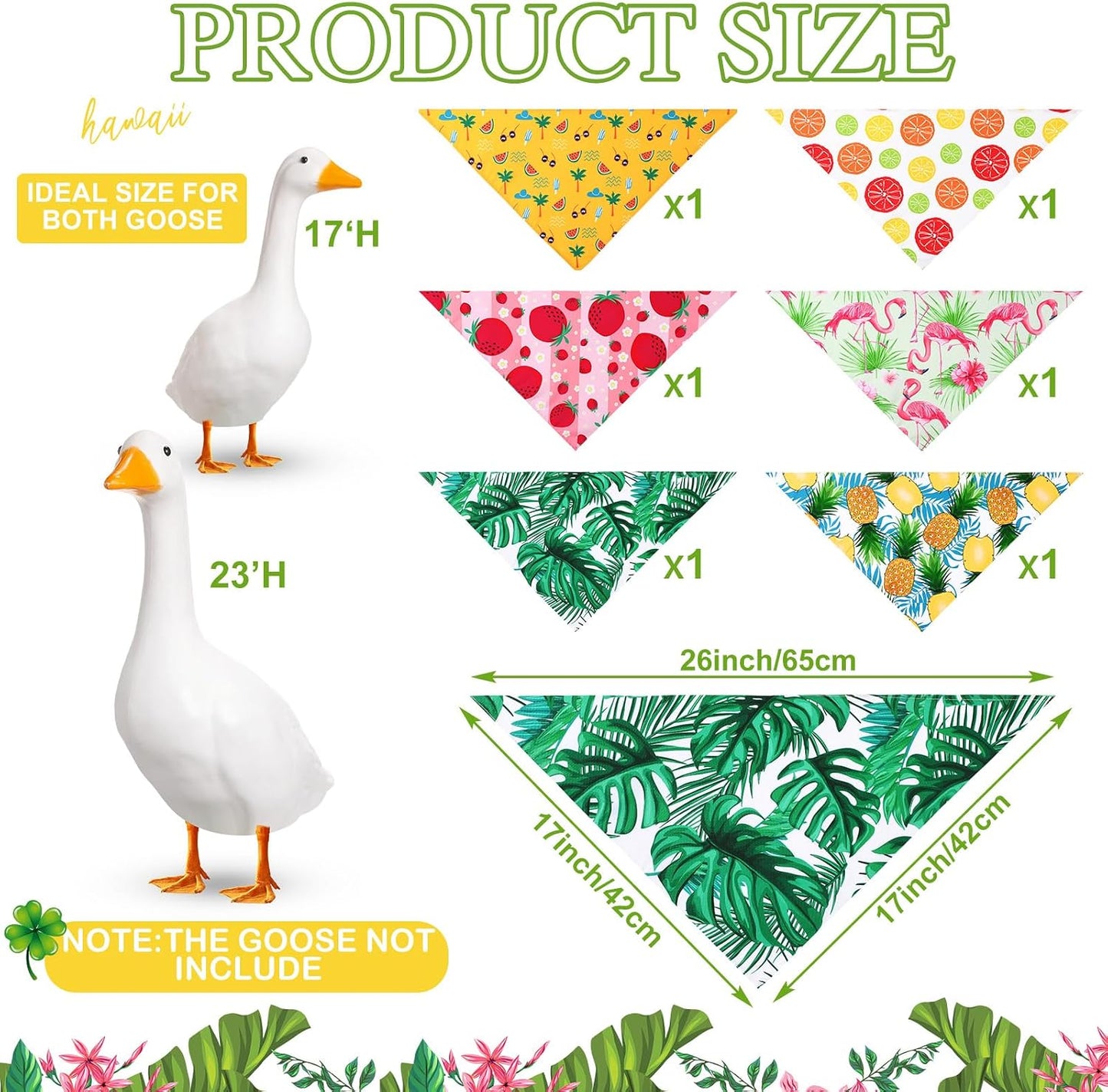 6 Bandanas Ganso Hawaiana Bufanda Ajustable 23x17pulg