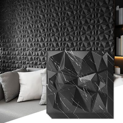 Paneles 3D diamante mármol negro para pared 11.8x11.8 33uds