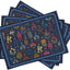 Set 4 Manteles Individuales Estampado Flores Azul Oscuro