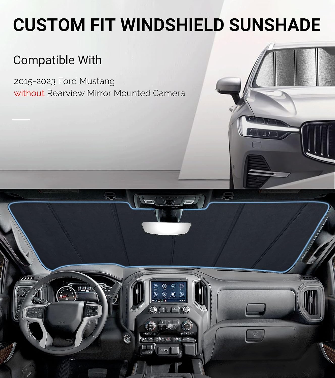 Protección solar parabrisas Ford Mustang 15-23 sin cámara