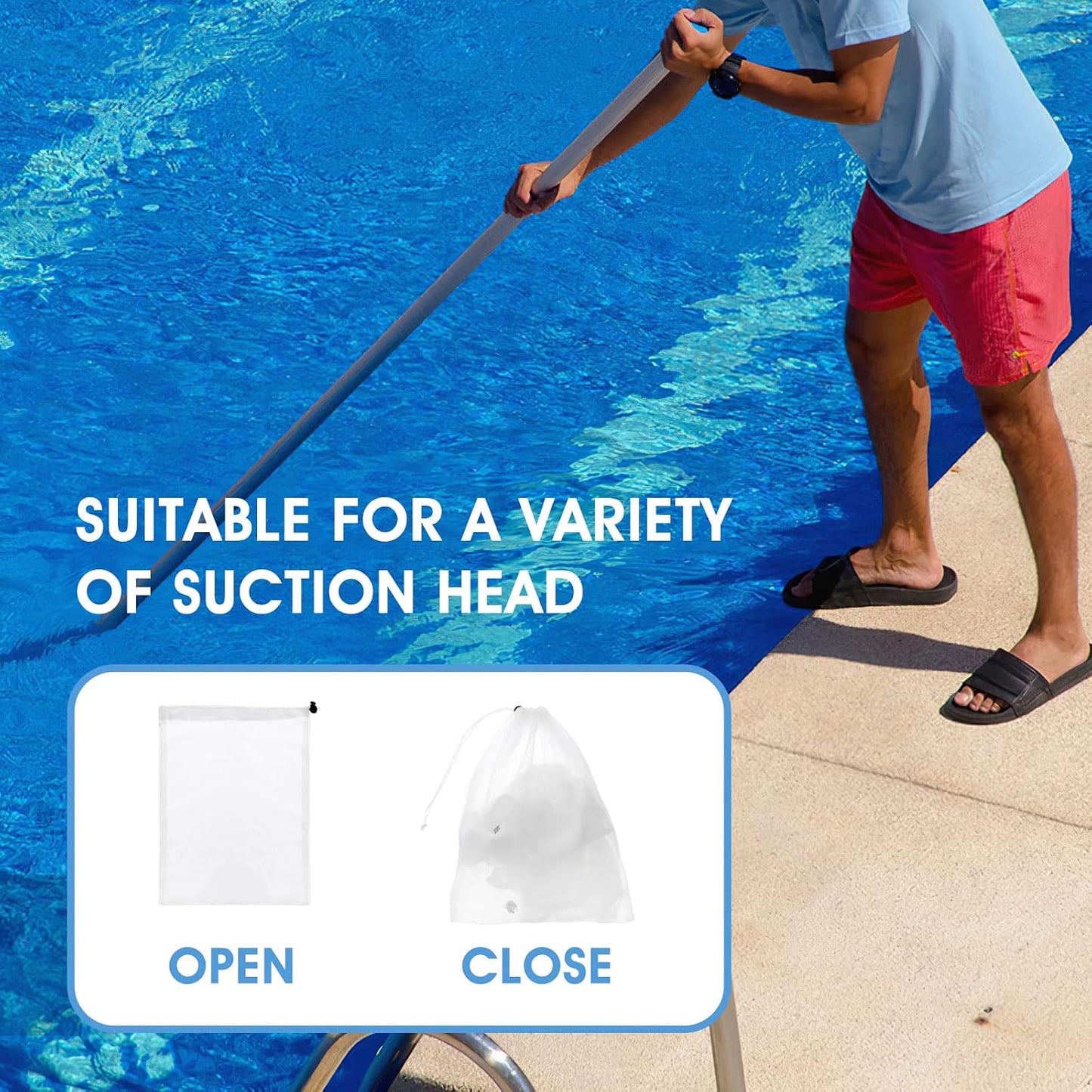 6 Pzas Bolsa Filtro Piscina 9x12.2pulg Malla Fina con Cordón