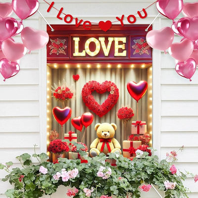 Pancarta San Valentín 47x31pulg telón oso peluche y corazón