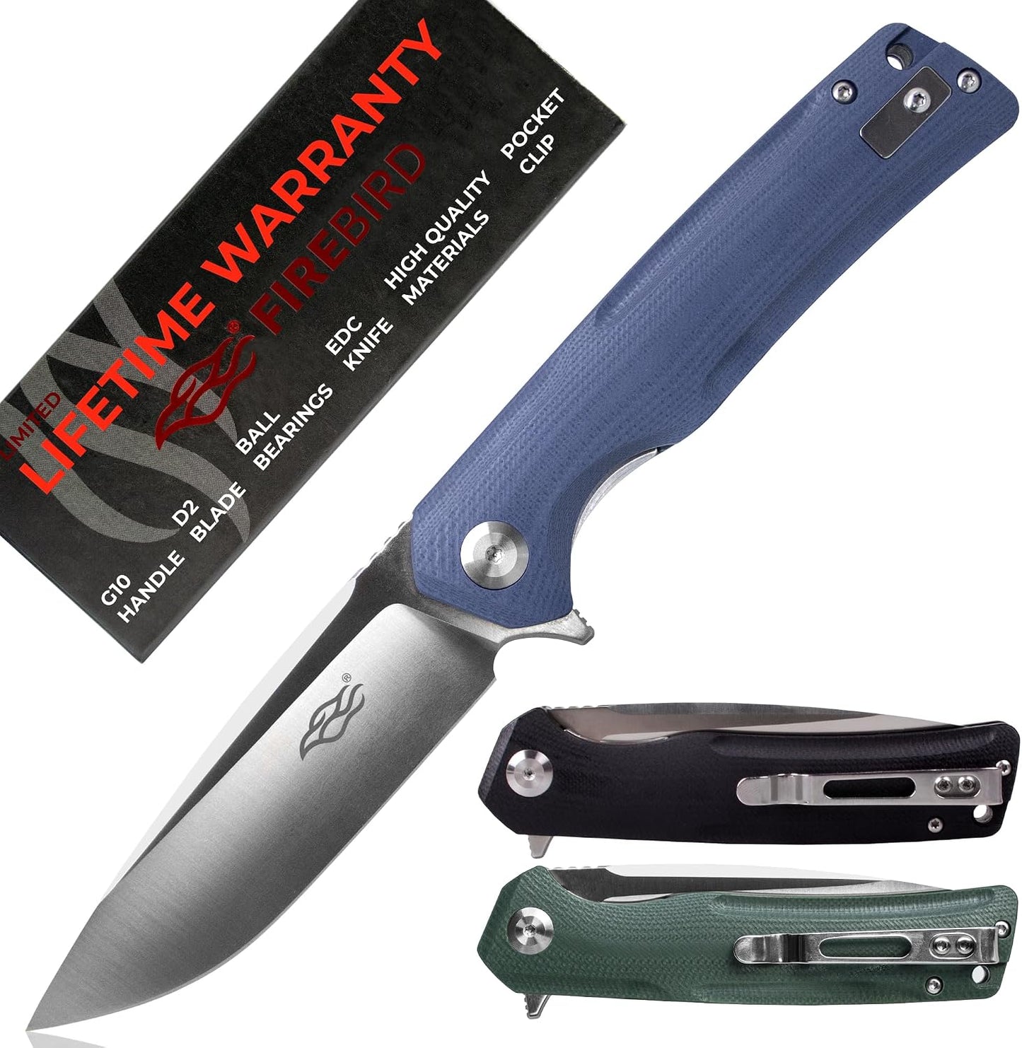 Cuchillo plegable D2 acero mango G10 camping pesca caza