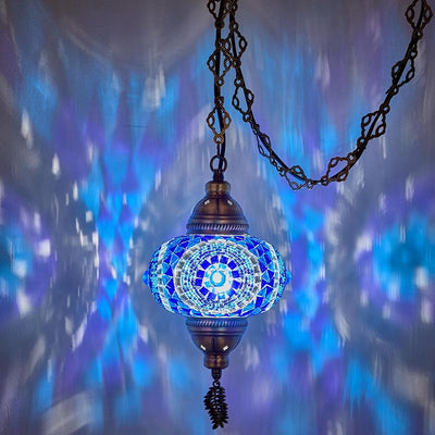 Lámpara colgante enchufable pantalla 6.5" cadena 15ft azul