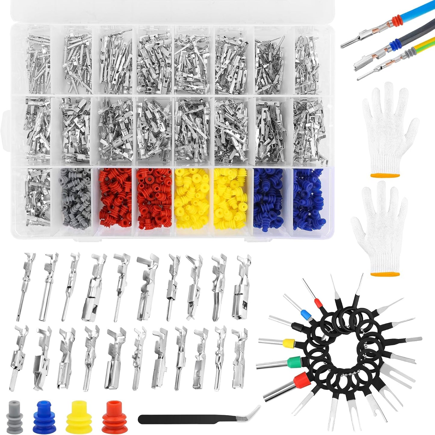 Kit conectores terminales cable auto 985 pzas