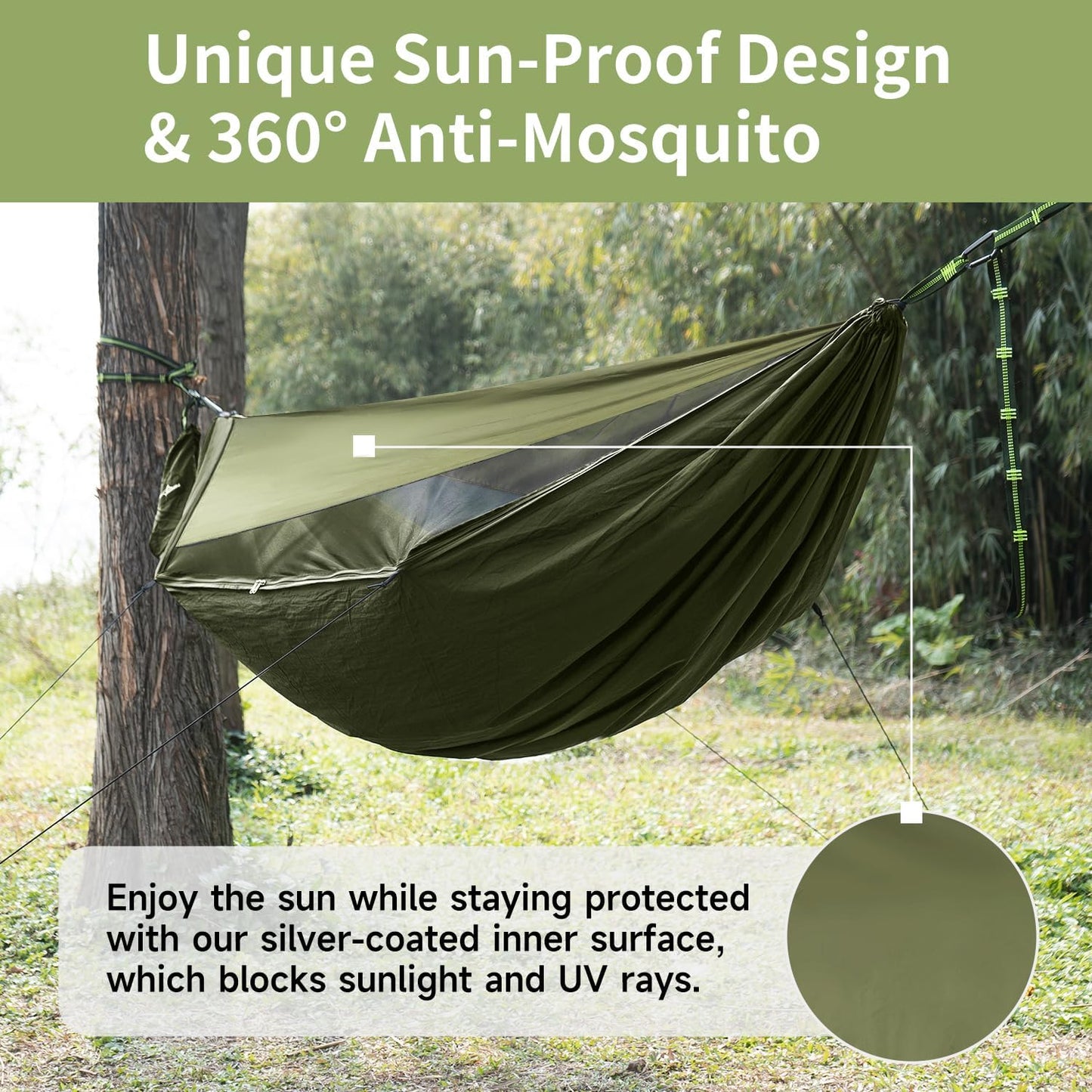 Hamaca camping con mosquitero sombrilla cuerda cresta
