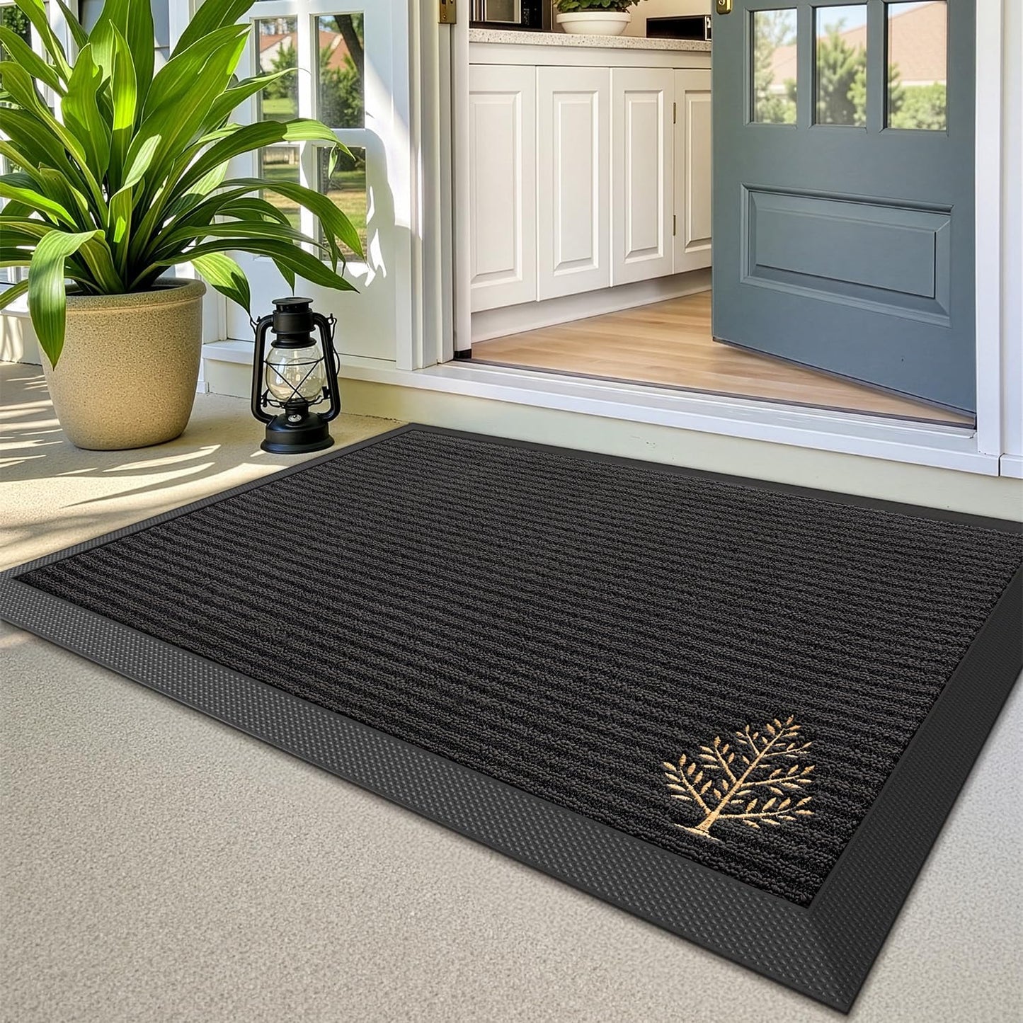 Tapete antiderrap puerta 24x36 con bordado árbol
