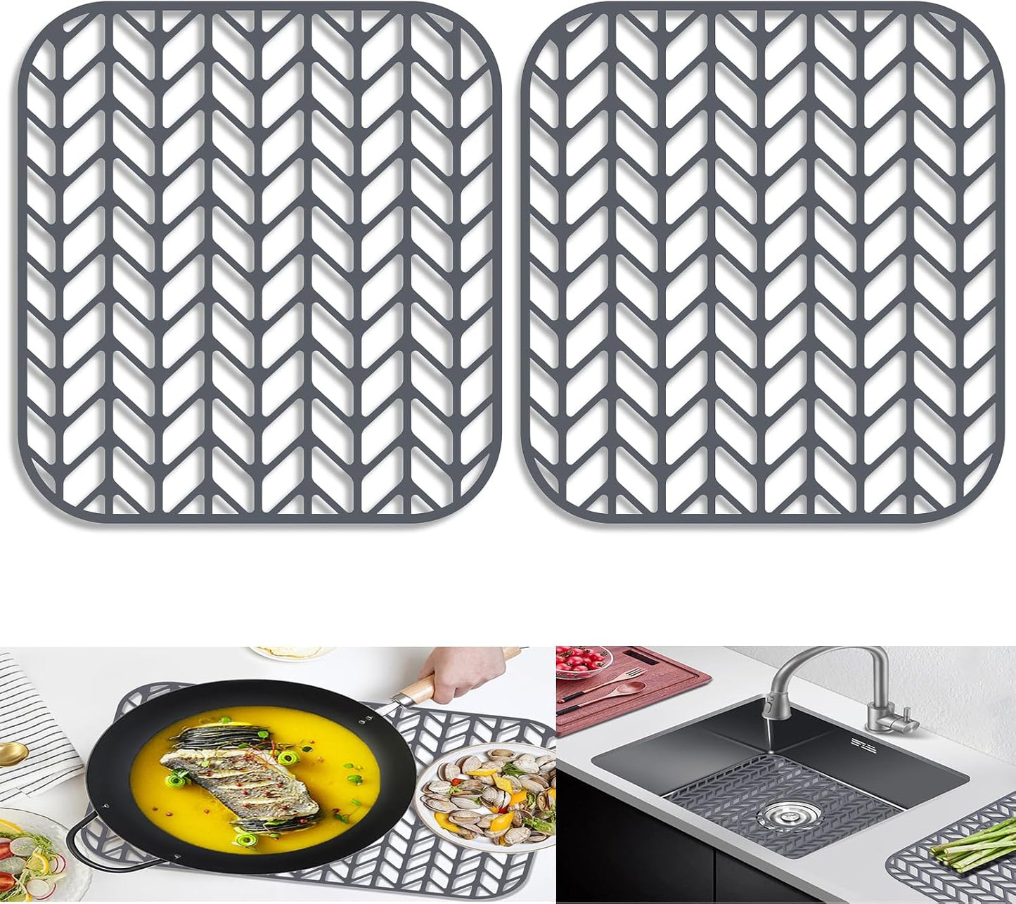 Protectores fregadero cocina 12.25x11.5pulg silicona