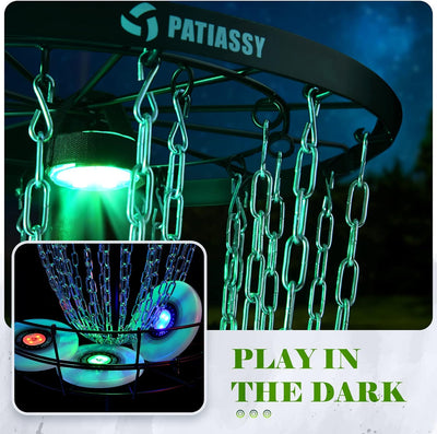 Canasta Disc Golf con Cadenas 24/12 y Discos Iluminables